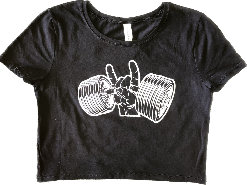 Hand and Dumbbell Retro Crop T